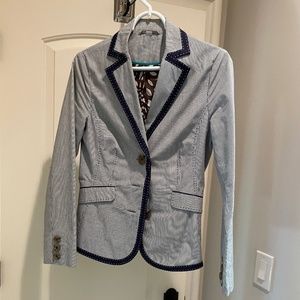 Boden Navy and White Striped Blazer